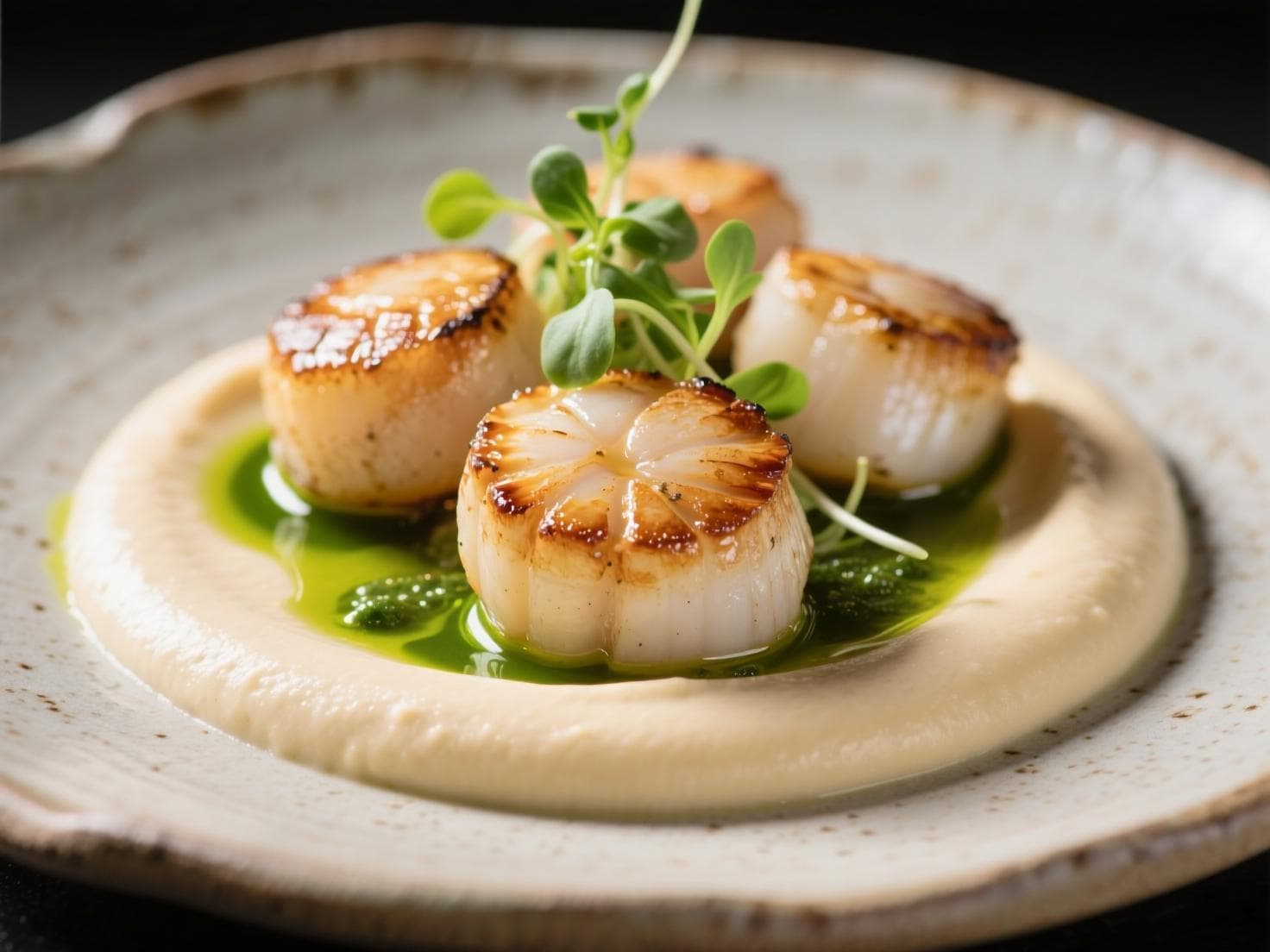 Vieiras na manteiga de garrafa com farofa de dendê